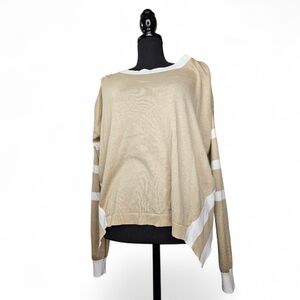 Planet by Lauren G | Gold Sweater with White Stripe | One Size Fits ALL